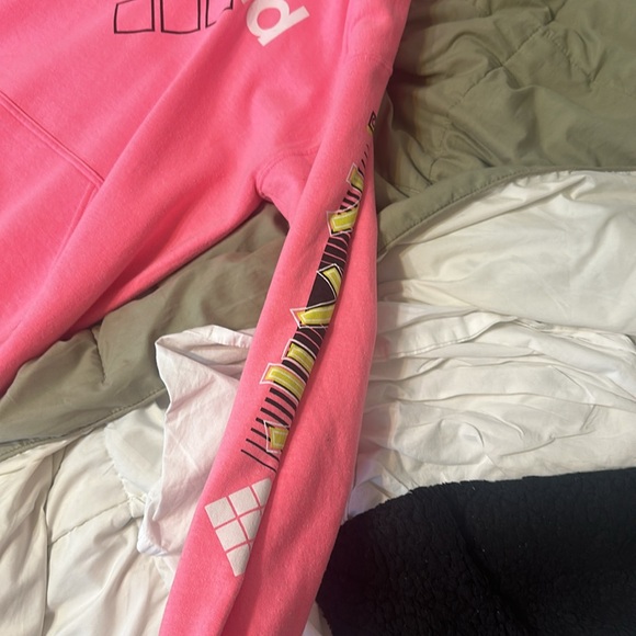Men’s Large Size Pink Polaroid Hoodie, worn but still in decent condition. - Picture 2 of 3